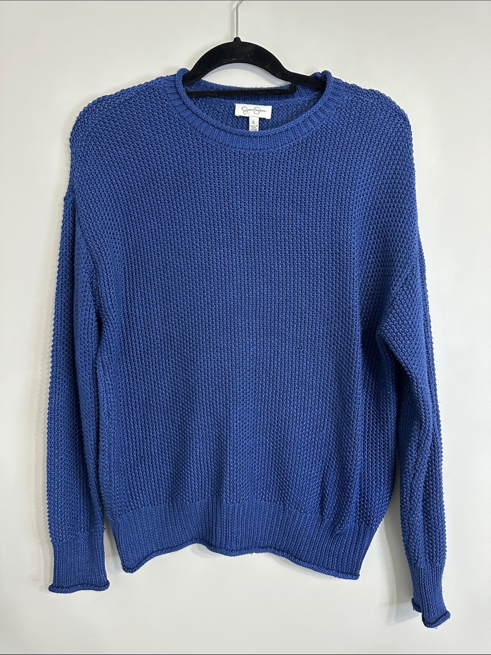 Jessica Simpson Royal Blue Textured Crewneck Sweater